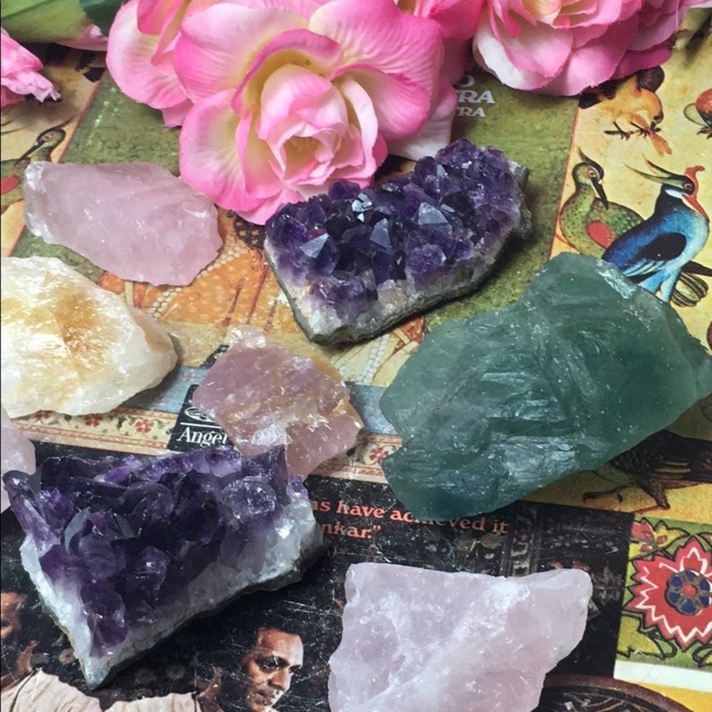 Amethyst Citrine Rainbow Fluorite Rose Quartz 8 PC